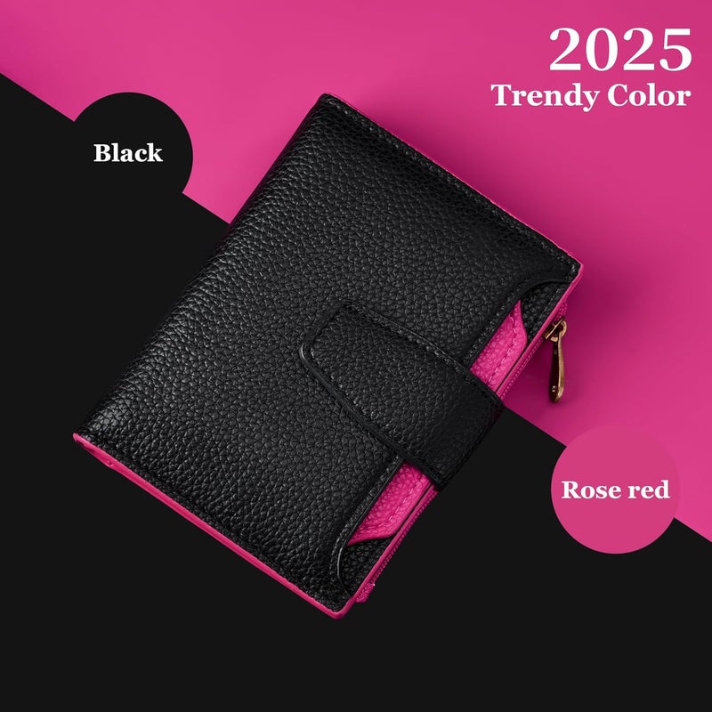Airkit Small Wallet Women RFID Blocking Soft Leather Bifold Compact Card Holder Wallet for Women with Zipper Coin Pocket 4 ID Window - Image 2